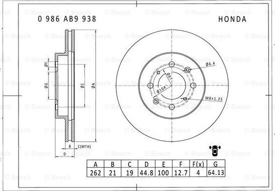 BOSCH 0 986 AB9 938 - Bremžu diski adetalas.lv