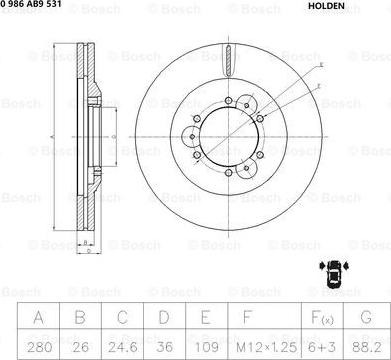 BOSCH 0 986 AB9 531 - Bremžu diski adetalas.lv