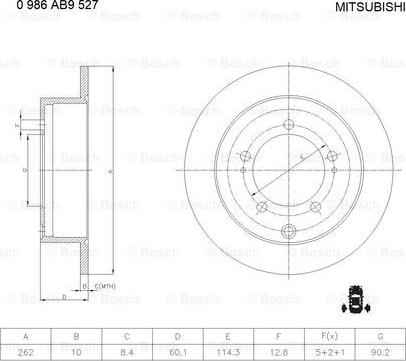 BOSCH 0 986 AB9 527 - Bremžu diski adetalas.lv