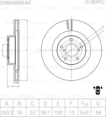 BOSCH 0 986 AB9 646 - Bremžu diski adetalas.lv