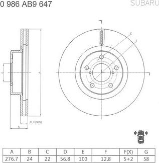 BOSCH 0 986 AB9 647 - Bremžu diski adetalas.lv