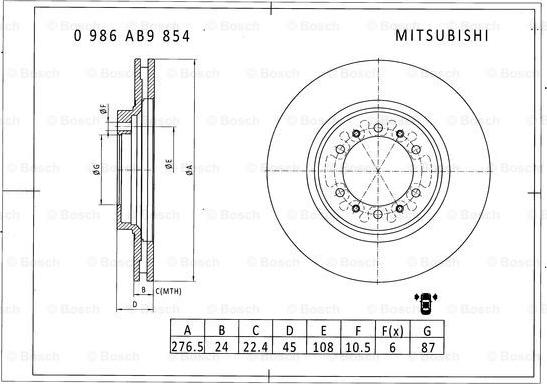 BOSCH 0 986 AB9 854 - Bremžu diski adetalas.lv