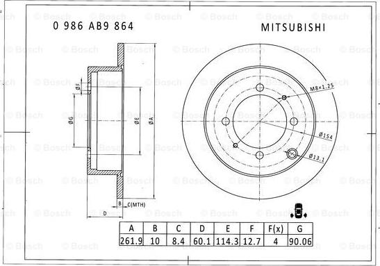 BOSCH 0 986 AB9 864 - Bremžu diski adetalas.lv