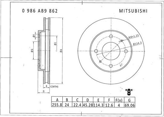 BOSCH 0 986 AB9 862 - Bremžu diski adetalas.lv