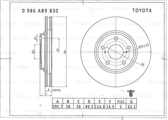 BOSCH 0 986 AB9 830 - Bremžu diski adetalas.lv