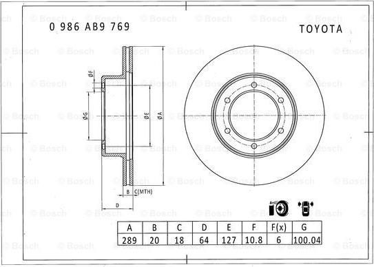 BOSCH 0 986 AB9 769 - Bremžu diski adetalas.lv