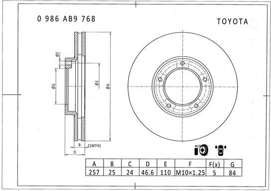 BOSCH 0 986 AB9 768 - Bremžu diski adetalas.lv