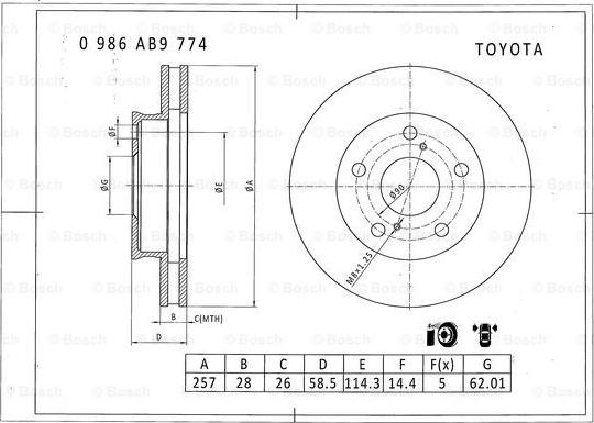 BOSCH 0 986 AB9 774 - Bremžu diski adetalas.lv