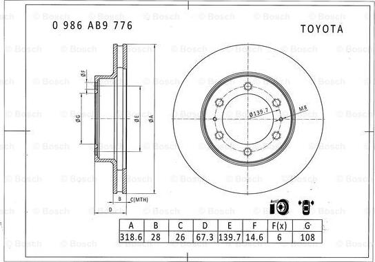 BOSCH 0 986 AB9 776 - Bremžu diski adetalas.lv