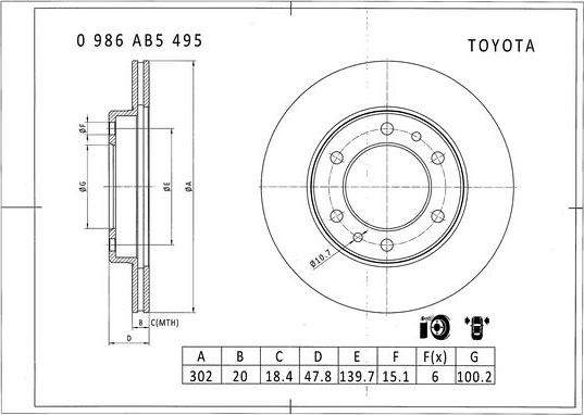 BOSCH 0 986 AB5 495 - Bremžu diski adetalas.lv