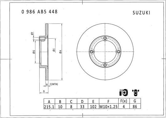 BOSCH 0 986 AB5 448 - Bremžu diski adetalas.lv