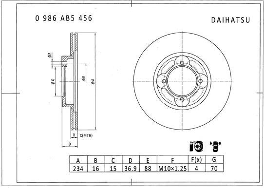 BOSCH 0 986 AB5 456 - Bremžu diski adetalas.lv