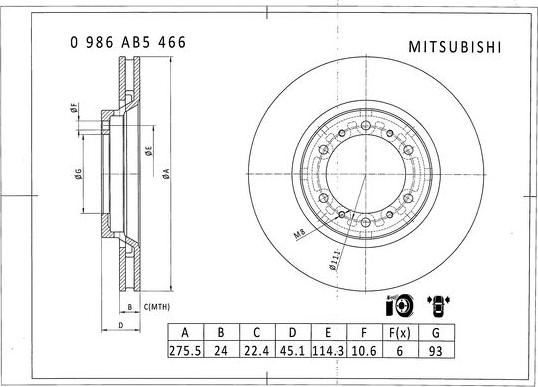 BOSCH 0 986 AB5 466 - Bremžu diski adetalas.lv