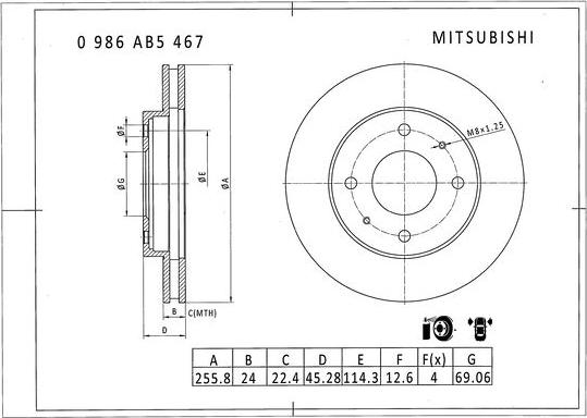 BOSCH 0 986 AB5 467 - Bremžu diski adetalas.lv