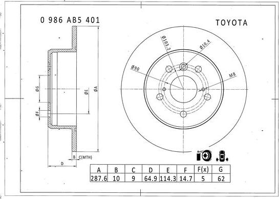 BOSCH 0 986 AB5 401 - Bremžu diski adetalas.lv