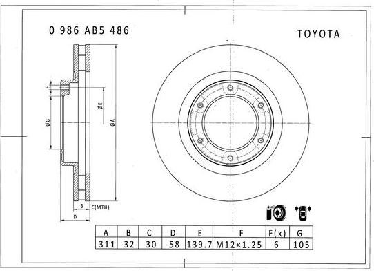 BOSCH 0 986 AB5 486 - Bremžu diski adetalas.lv