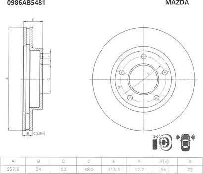 BOSCH 0 986 AB5 481 - Bremžu diski adetalas.lv