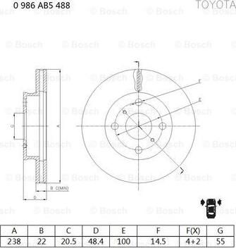 BOSCH 0 986 AB5 488 - Bremžu diski adetalas.lv