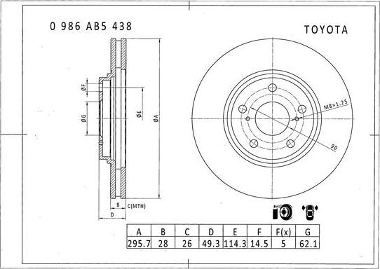 BOSCH 0 986 AB5 438 - Bremžu diski adetalas.lv