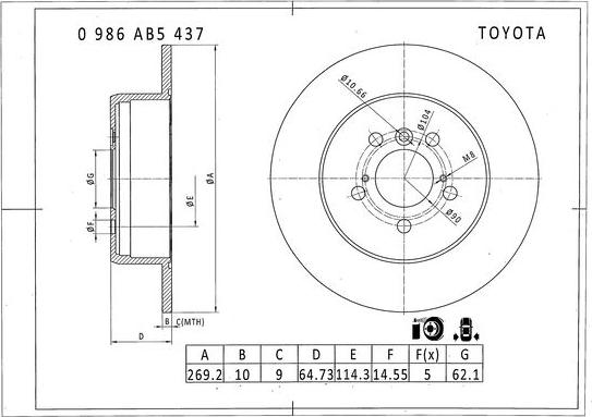 BOSCH 0 986 AB5 437 - Bremžu diski adetalas.lv