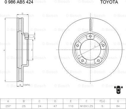 BOSCH 0 986 AB5 424 - Bremžu diski adetalas.lv