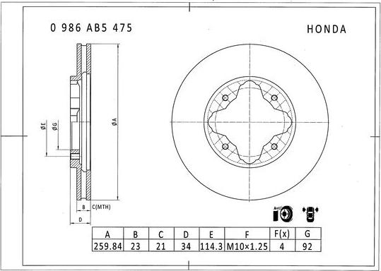 BOSCH 0 986 AB5 475 - Bremžu diski adetalas.lv