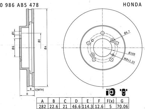 BOSCH 0 986 AB5 478 - Bremžu diski adetalas.lv