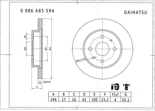 BOSCH 0 986 AB5 594 - Bremžu diski adetalas.lv