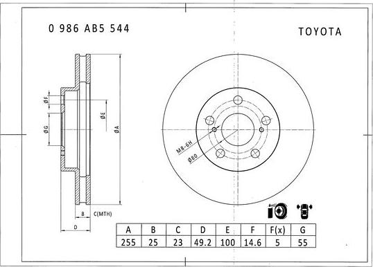 BOSCH 0 986 AB5 544 - Bremžu diski adetalas.lv