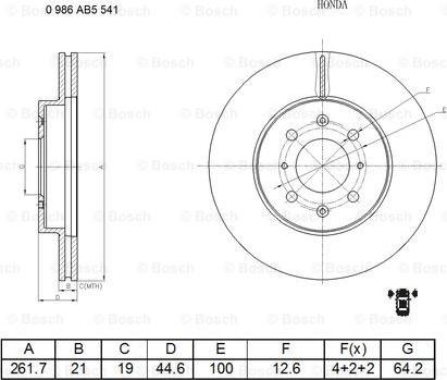 BOSCH 0 986 AB5 541 - Bremžu diski adetalas.lv