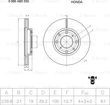 BOSCH 0 986 AB5 555 - Bremžu diski adetalas.lv