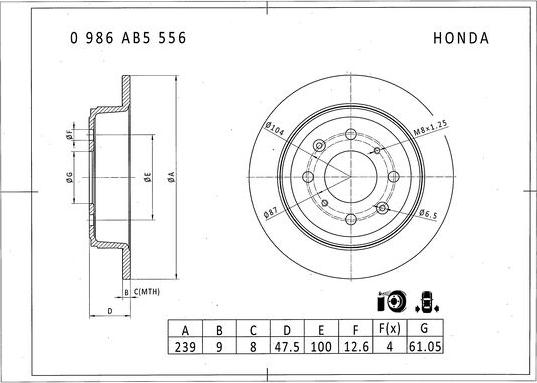 BOSCH 0 986 AB5 556 - Bremžu diski adetalas.lv