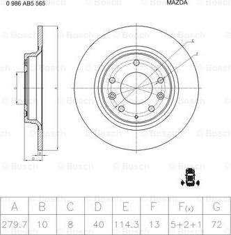 BOSCH 0 986 AB5 565 - Bremžu diski adetalas.lv