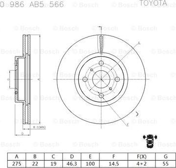 BOSCH 0 986 AB5 566 - Bremžu diski adetalas.lv