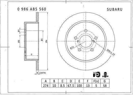 BOSCH 0 986 AB5 560 - Bremžu diski adetalas.lv