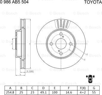 BOSCH 0 986 AB5 504 - Bremžu diski adetalas.lv