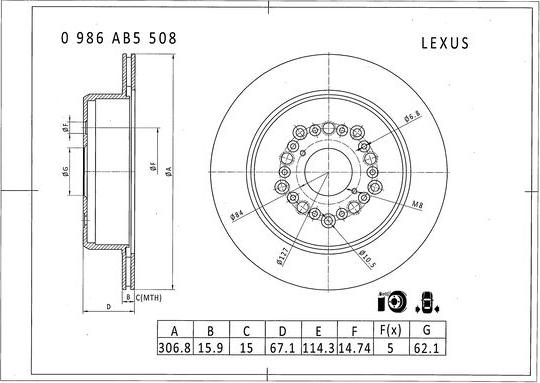 BOSCH 0 986 AB5 508 - Bremžu diski adetalas.lv