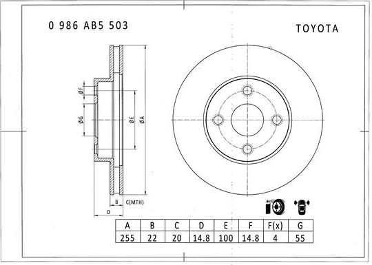 BOSCH 0 986 AB5 503 - Bremžu diski adetalas.lv