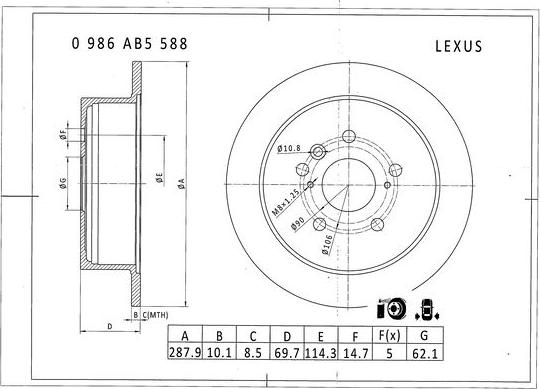 BOSCH 0 986 AB5 588 - Bremžu diski adetalas.lv