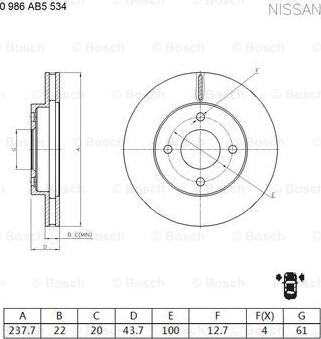 BOSCH 0 986 AB5 534 - Bremžu diski adetalas.lv