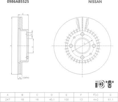 BOSCH 0 986 AB5 525 - Bremžu diski adetalas.lv