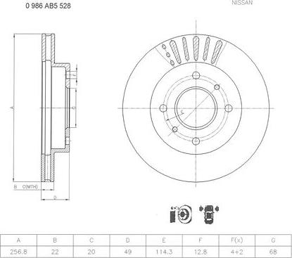 BOSCH 0 986 AB5 528 - Bremžu diski adetalas.lv