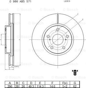 BOSCH 0 986 AB5 571 - Bremžu diski adetalas.lv