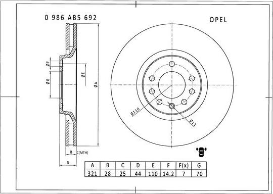 BOSCH 0 986 AB5 692 - Bremžu diski adetalas.lv