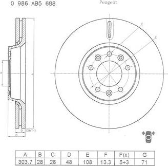 BOSCH 0 986 AB5 688 - Bremžu diski adetalas.lv