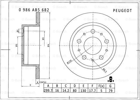 BOSCH 0 986 AB5 682 - Bremžu diski adetalas.lv