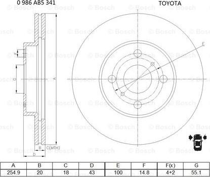 BOSCH 0 986 AB5 341 - Bremžu diski adetalas.lv