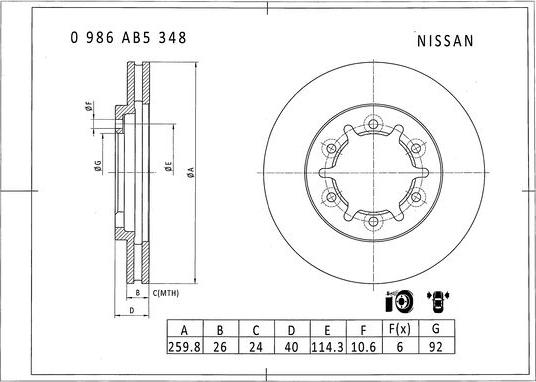 BOSCH 0 986 AB5 348 - Bremžu diski adetalas.lv