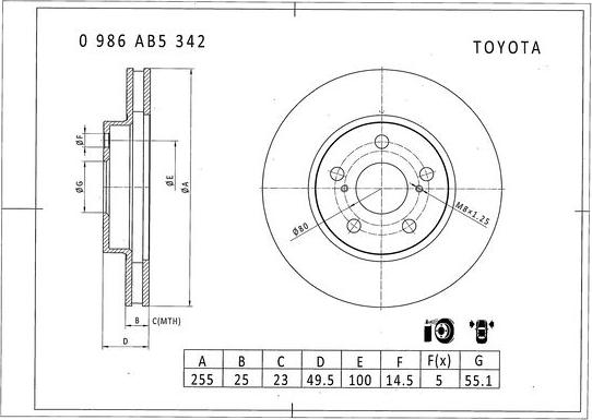 BOSCH 0 986 AB5 342 - Bremžu diski adetalas.lv