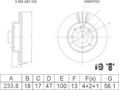 BOSCH 0 986 AB5 359 - Bremžu diski adetalas.lv